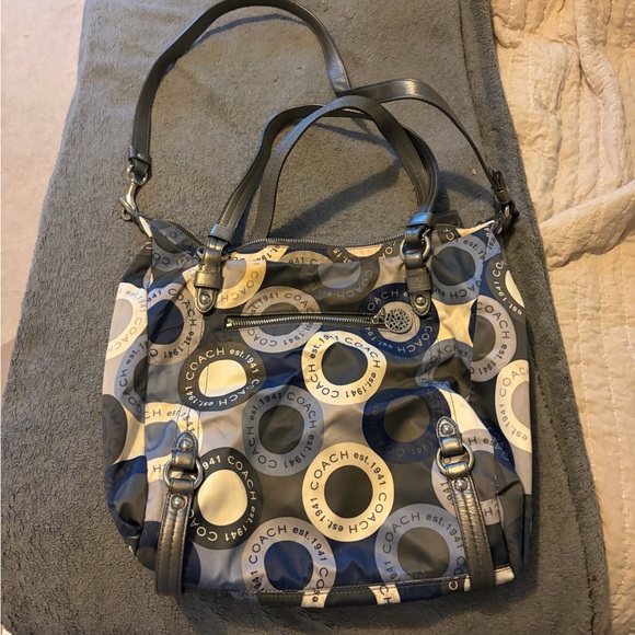 Coach F17582 Alexandra Blue Sateen Snaphead Print 3 Way Shoulder Bag. - Picture 6 of 9